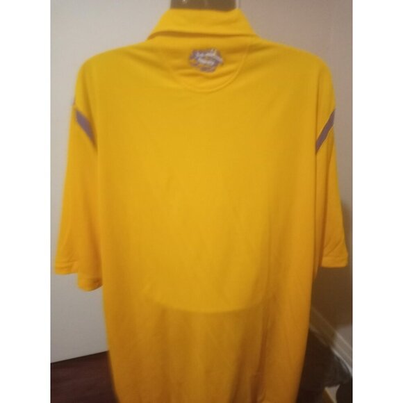 Nike Team LSU Tigers Shirt 3XL Yellow Nike Fit Dry Polo Golf Football Sideline - Picture 8 of 13
